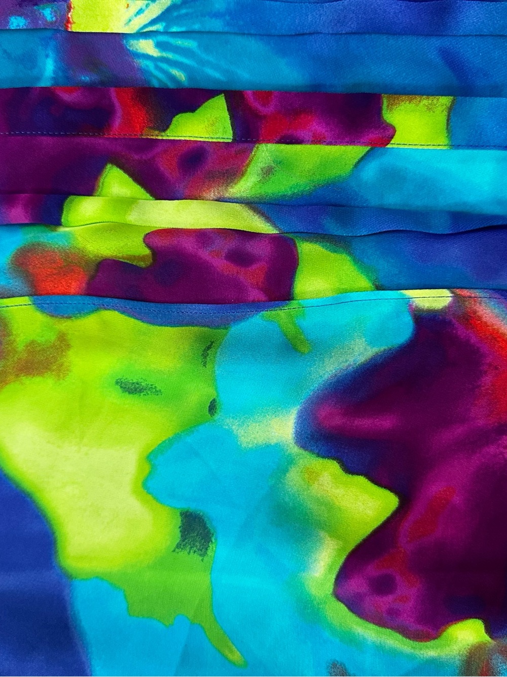 Worthington Watercolor Abstract Pleated Front Blouse Petite XL Blue Green Purple - Picture 6 of 6